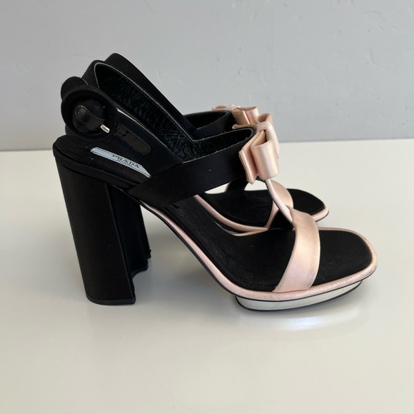 Auth PRADA Satin Bow Platform Heels - Picture 11 of 12